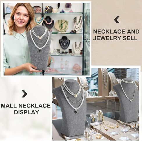 Kigley 3 Pcs Linen Jewelry Display Bust Necklace Display Stand Necklace Mannequin Holder Stands Jewelry Photography Props Necklace Display Stands for Selling Home Store Trade Shows in Saudi Arabia