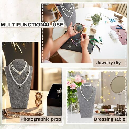 Kigley 3 Pcs Linen Jewelry Display Bust Necklace Display Stand Necklace Mannequin Holder Stands Jewelry Photography Props Necklace Display Stands for Selling Home Store Trade Shows in Saudi Arabia