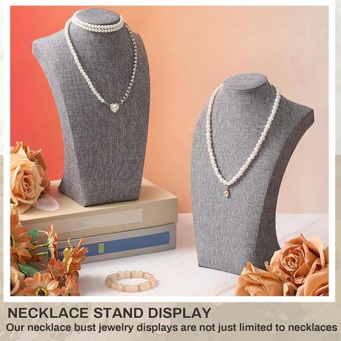 Kigley 3 Pcs Linen Jewelry Display Bust Necklace Display Stand Necklace Mannequin Holder Stands Jewelry Photography Props Necklace Display Stands for Selling Home Store Trade Shows in Saudi Arabia