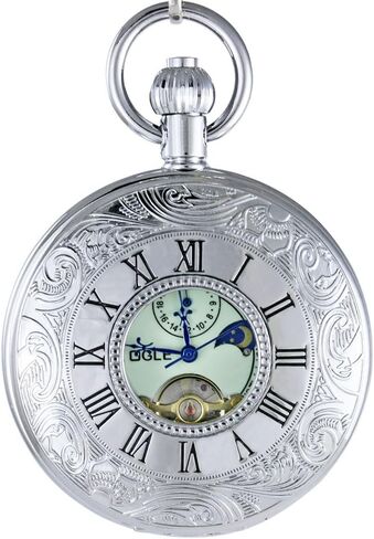 ساعة الجيب الأوتوماتيكية الأوتوماتيكية للهيكل العظمي للهيكل العظمي الروماني الأسود المقاوم للماء من OGLE in Kuwait