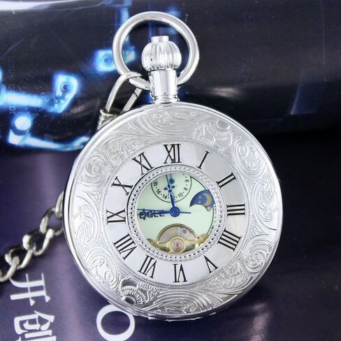 ساعة الجيب الأوتوماتيكية الأوتوماتيكية للهيكل العظمي للهيكل العظمي الروماني الأسود المقاوم للماء من OGLE in Kuwait