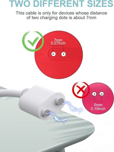 Bicmice 2.6Ft Magnetic USB DC Charger Cable Replacement Charging Cord - White(5mm/0.2in) in Kuwait