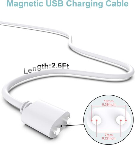Bicmice 2.6Ft Magnetic USB DC Charger Cable Replacement Charging Cord - White(5mm/0.2in) in Kuwait