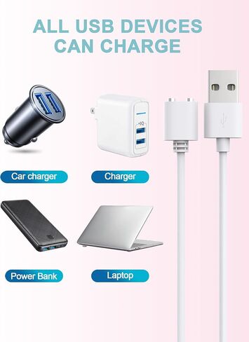 Bicmice 2.6Ft Magnetic USB DC Charger Cable Replacement Charging Cord - White(5mm/0.2in) in Kuwait