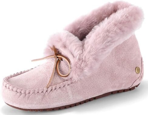 U-lite Women's Warm Fur Wool Slipper Casual Winter Slouch Flat Indoor Outdoor Loafer Grey 6.5 in Saudi Arabia