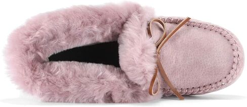 U-lite Women's Warm Fur Wool Slipper Casual Winter Slouch Flat Indoor Outdoor Loafer Grey 6.5 in Saudi Arabia