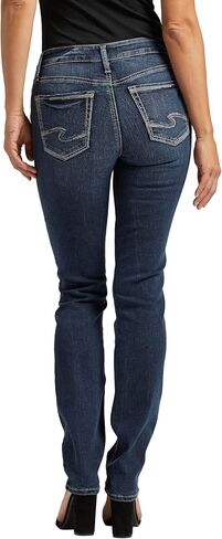 Silver Jeans Co. Women's Suki Mid Rise Curvy Fit Straight Leg Jeans, Dark Wash EDB482, 32W x 31L in Saudi Arabia
