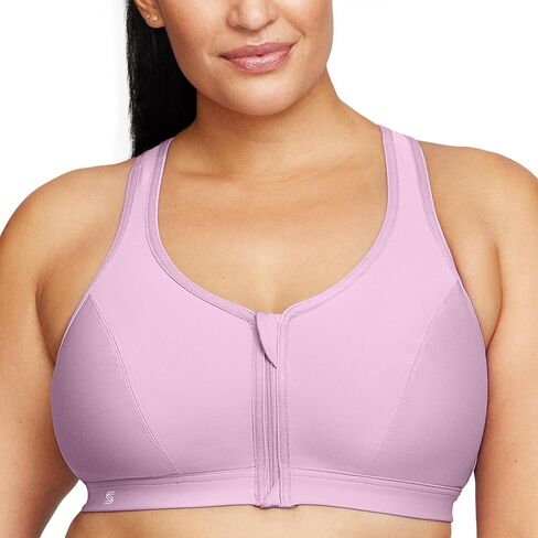 Glamorise Women's Plus Size Zip Up Front-Close Sports Bra Wirefree #9266 in Kuwait