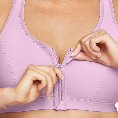 Glamorise Women's Plus Size Zip Up Front-Close Sports Bra Wirefree #9266 in Kuwait