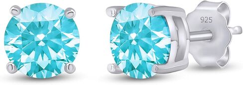SAVEARTH DIAMOND 6.50MM Round Cut Multi Color Lab Created Moissanite Diamond Solitaire Stud Earrings For Women In 14K Gold Plated 925 Sterling Silver Gift for Her in Saudi Arabia
