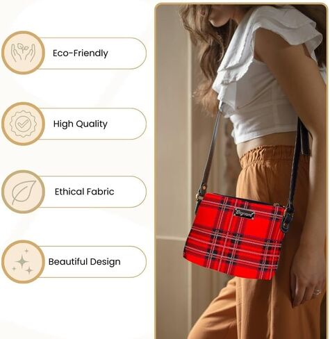 Signare Tapestry Crossbody Bag Shoulder Purse for Women In Red Royal Stewart Tartan Design (XB02-RSTT) in Saudi Arabia