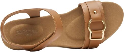 Rockport Women's Briah II Two-Band Wedge Sandal, TAN Leather, 7 Wide in Saudi Arabia