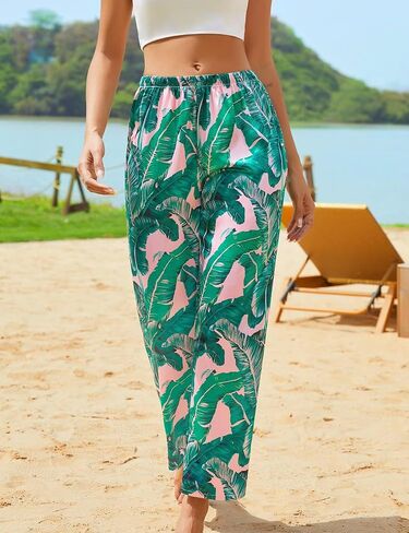 SWOMOG Women's Silk Satin Pajama Pants Longs Silky Sleep Pants Loungewear Trousers Elastic Waist Lounge Pj Bottoms in Kuwait