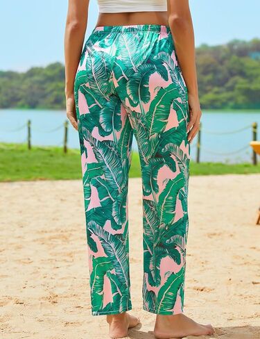 SWOMOG Women's Silk Satin Pajama Pants Longs Silky Sleep Pants Loungewear Trousers Elastic Waist Lounge Pj Bottoms in Kuwait