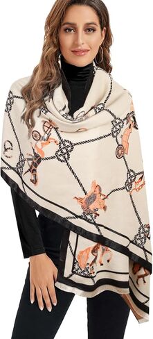 وشاح بطانية شتوية من EXTREE للنساء من الباشمينا شال حريري لفستان السهرة - رأس بونشو نسائي مفتوح من الأمام in Kuwait