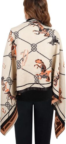 وشاح بطانية شتوية من EXTREE للنساء من الباشمينا شال حريري لفستان السهرة - رأس بونشو نسائي مفتوح من الأمام in Kuwait