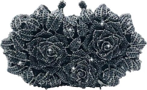 Boutique De FGG Dazzling Flower Evening Bags For Women Formal Party Rhinestone Handbags Wedding Crystal Clutch Purses in Kuwait