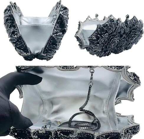 Boutique De FGG Dazzling Flower Evening Bags For Women Formal Party Rhinestone Handbags Wedding Crystal Clutch Purses in Kuwait