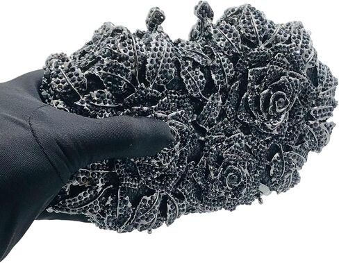 Boutique De FGG Dazzling Flower Evening Bags For Women Formal Party Rhinestone Handbags Wedding Crystal Clutch Purses in Kuwait