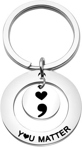 OKEYCH Mental Health Awareness Gift You Matter Keychain Semicolon Quote Jewelry Depression Gift in Saudi Arabia