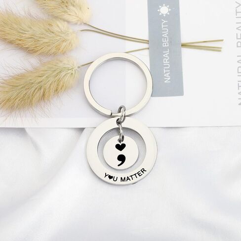 OKEYCH Mental Health Awareness Gift You Matter Keychain Semicolon Quote Jewelry Depression Gift in Saudi Arabia