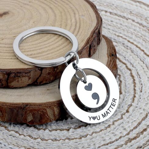 OKEYCH Mental Health Awareness Gift You Matter Keychain Semicolon Quote Jewelry Depression Gift in Saudi Arabia