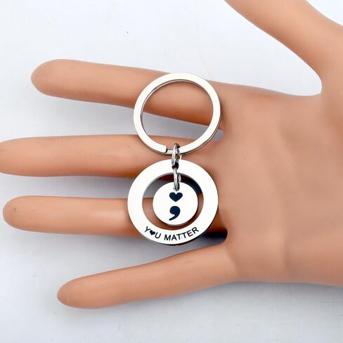 OKEYCH Mental Health Awareness Gift You Matter Keychain Semicolon Quote Jewelry Depression Gift in Saudi Arabia