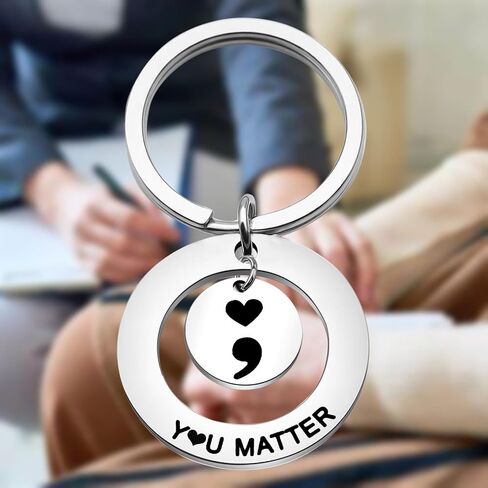 OKEYCH Mental Health Awareness Gift You Matter Keychain Semicolon Quote Jewelry Depression Gift in Saudi Arabia