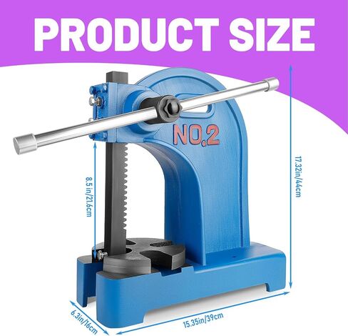 Manual Arbor Press, 2 Ton Manual Arbor Press, 8.5" Maximum Height, 57 lbs Weight Cast Iron Heavy-duty Manual Desktop Arbor Press, Precision Hand Press for Stamping, Bending, Stretching, (Blue) in Kuwait