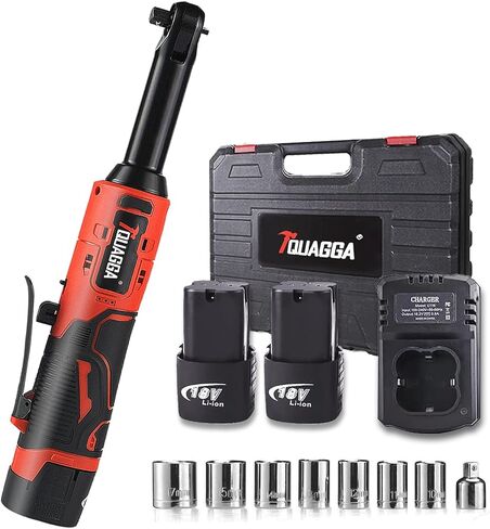 3/8" Cordless Electric Ratchet Wrench Set, 12V Power Ratchet Tool Kit With 2 Packs 2000mAh Battery And Charger, 45 FT-LBS Battery Powered Wrench with Infinitely Variable Speeds in Saudi Arabia