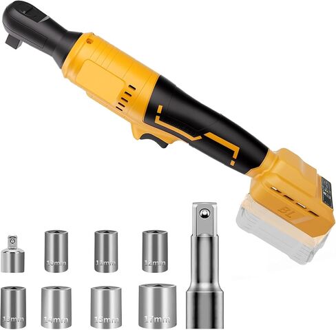 Cordless Ratchet Wrench 3/8" Compatible with Mil-waukee 18V Battery,500RPM Brushless High Speed Electric Ratchet Wrench,75 Ft-lbs Power Wrench Ratchet,7 Sockets, 1/4" Adapter, 3" Extension Bar in Saudi Arabia