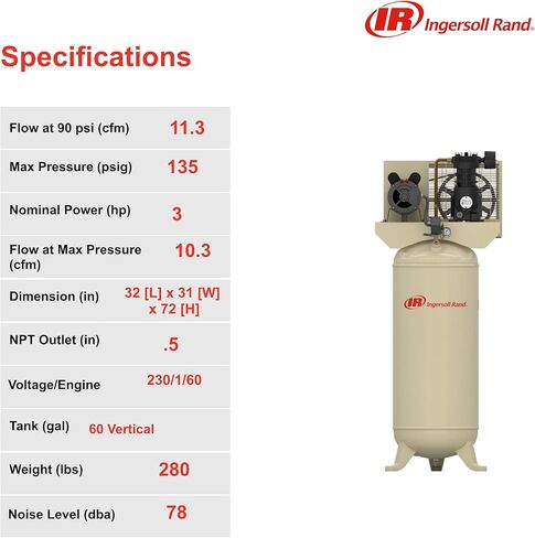 Ingersoll-Rand Ingersoll Rand SS3L3 3hp 60 gal Single-Stage Compressor (230/1) 32334005 in Kuwait