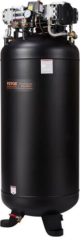 VEVOR 80 Gallon Air Compressor, 2-Stage 145PSI Oil Free Stationary Compressor Tank, 6.5HP 15.5SCFM@90 PSI, Quiet Compressor for Industrial Manufacturing, Workshops (220V/60Hz Single-Phase Power) in Saudi Arabia