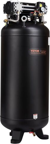 VEVOR 80 Gallon Air Compressor, 2-Stage 145PSI Oil Free Stationary Compressor Tank, 6.5HP 15.5SCFM@90 PSI, Quiet Compressor for Industrial Manufacturing, Workshops (220V/60Hz Single-Phase Power) in Saudi Arabia