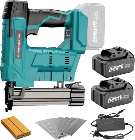 Cordless Brad Nailer ، مسدس الأظافر مع بطارية 2pcs 4.0ah ، 18 Gauge 2 في 1 بطارية من الأسلحة الأساسية الكهربائية مدعوم من تنجيد ونجارة ، وتشمل 1600pcs مسامير و Staples ، شاحن (Brad Nailer) in Kuwait