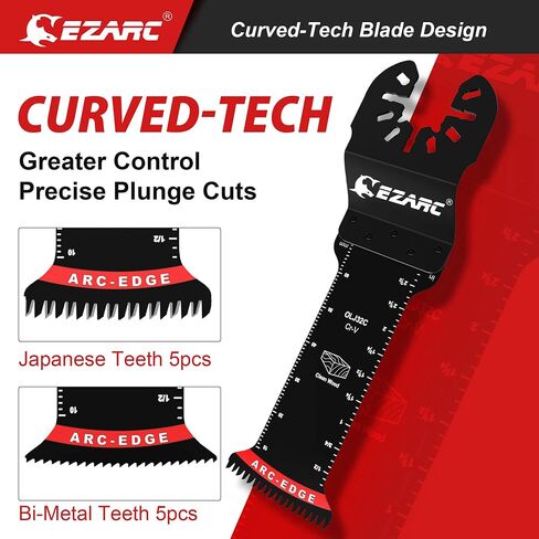 EZARC Japanese Tooth Oscillating Saw Blade, 5 PCS Arc Edge Oscillating Multitool Blades Clean Cut for Wood, Plastic in Saudi Arabia