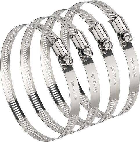 4 Pack 4 Inch Hose Clamps, 304 Stainless Steel Quick-Screw Dryer Vent Clamp, Adjustable 3.5″ to 4.5″ Worm Gear Hose Clamps for Automotive, Dust Collection in Saudi Arabia