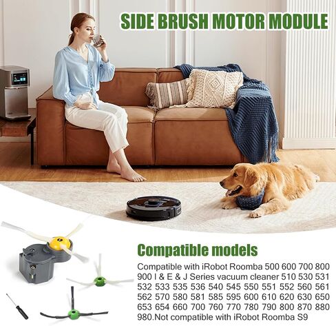 Replacement Side Brush Motor for IRobot Roomba 900,800,700 and 600 Series 960 980 985 860 870 877 880 890 891 895 805 761 770 780 790 614 650 665 671 675 690 694 with Brush and Screwdriver in Saudi Arabia