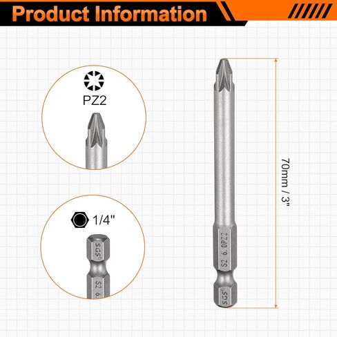 Harfington 5pcs pz1 but screwdriver بت 1/4 "سداسي سداس 75 مم/3" الطول فيليبس مغناطيسي مخزنة السداسي S2 برغي الصلب in Kuwait