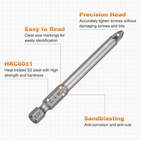 Harfington 5pcs pz1 but screwdriver بت 1/4 "سداسي سداس 75 مم/3" الطول فيليبس مغناطيسي مخزنة السداسي S2 برغي الصلب in Kuwait