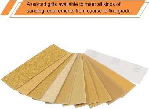 HARFINGTON 40pcs Detail Sander Paper Kit 80/120/180/240/320/400/600/800 Grits 3.5" x 1.2" Micro Hand Sanding Papers Sheets Wet Dry Sandpapers with 1pcs Hook & Loop Finger Sanding Block Tool in Saudi Arabia