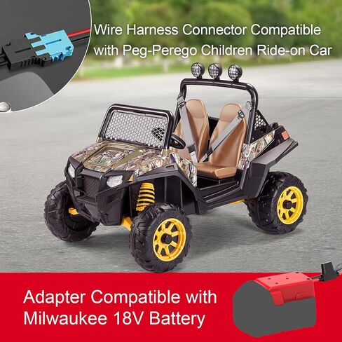 1 حزمة محول بطارية عجلة الطاقة متوافق مع بطارية Milwaukee 18V مع تسخير الأسلاك متوافق مع Peg-Perego Children Ride-On Car- تشمل 12AWG سلك ، و 40A Fuse ، و Connector Kit in Kuwait