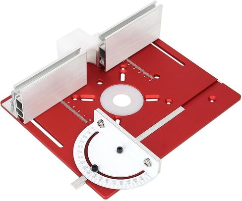 Router Table Insert Plate, Multifunctional Trimming Engraving Table, Aluminium Insert Plate for Table Woodworking Benches Router Flip Plate with Miter Gauge Guide (Red) in Kuwait