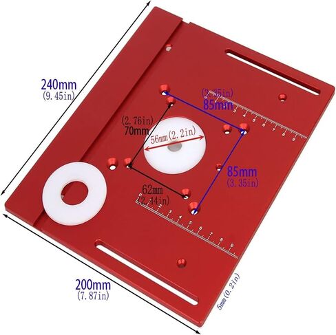 Router Table Insert Plate, Multifunctional Trimming Engraving Table, Aluminium Insert Plate for Table Woodworking Benches Router Flip Plate with Miter Gauge Guide (Red) in Kuwait
