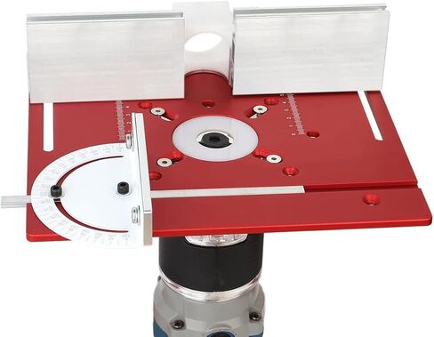 Router Table Insert Plate, Multifunctional Trimming Engraving Table, Aluminium Insert Plate for Table Woodworking Benches Router Flip Plate with Miter Gauge Guide (Red) in Kuwait