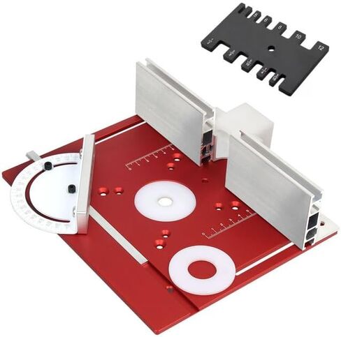 Router Table Insert Plate, Multifunctional Trimming Engraving Table, Aluminium Insert Plate for Table Woodworking Benches Router Flip Plate with Miter Gauge Guide (Red) in Kuwait
