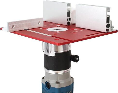 Router Table Insert Plate, Multifunctional Trimming Engraving Table, Aluminium Insert Plate for Table Woodworking Benches Router Flip Plate with Miter Gauge Guide (Red) in Kuwait