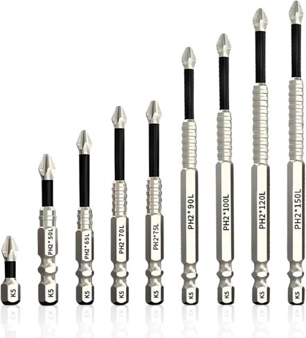9 Pack High Magnetic Screwdriver Drill Bit Set, k5 Anti Slip bit, Electric Precision Screwdriver Set, 25 50 65 70 75 90 100 120 150mm in Saudi Arabia