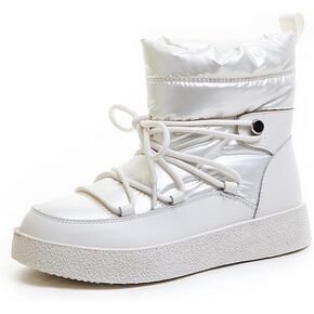 Winter Snow Boots for Women White Outdoor Water Resistant Furry Warm Ankle High Shoes