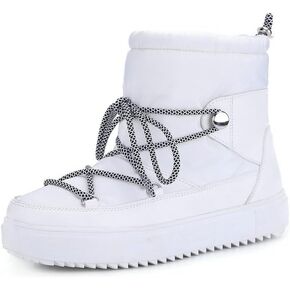 Winter Snow Boots for Women White Ankle High Warm Fur Lined Booties Waterproof Outdoor Walking Shoes